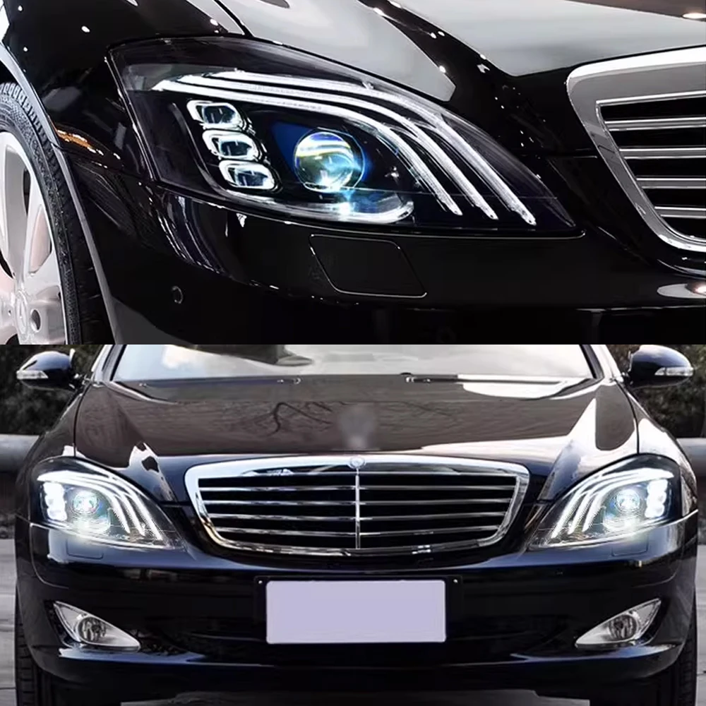 المصابيح الأمامية لمرسيدس بنز S-Class W221 S250 S280 S30 S320 S350 2006-2013 مجموعة مصابيح السيارة الأمامية LED ثنائية البؤرة عدسة الملحقات #6