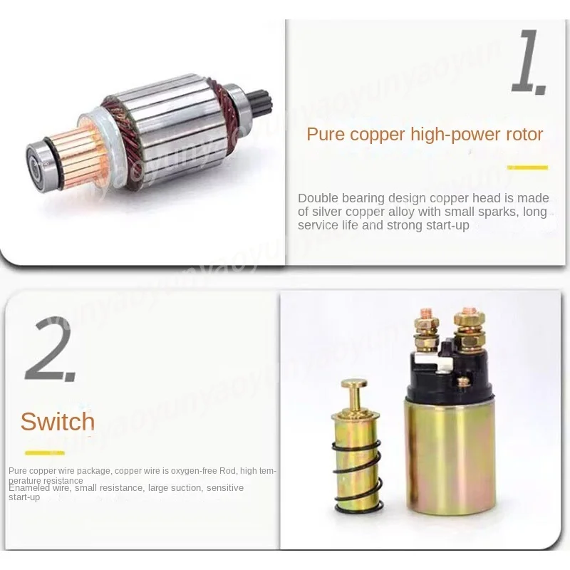 High-Quality Deceleration Starter for Agricultural Tricycles Forklifts Tractors - 9/10/11/12 Gear Options Pure Copper Motor Powe