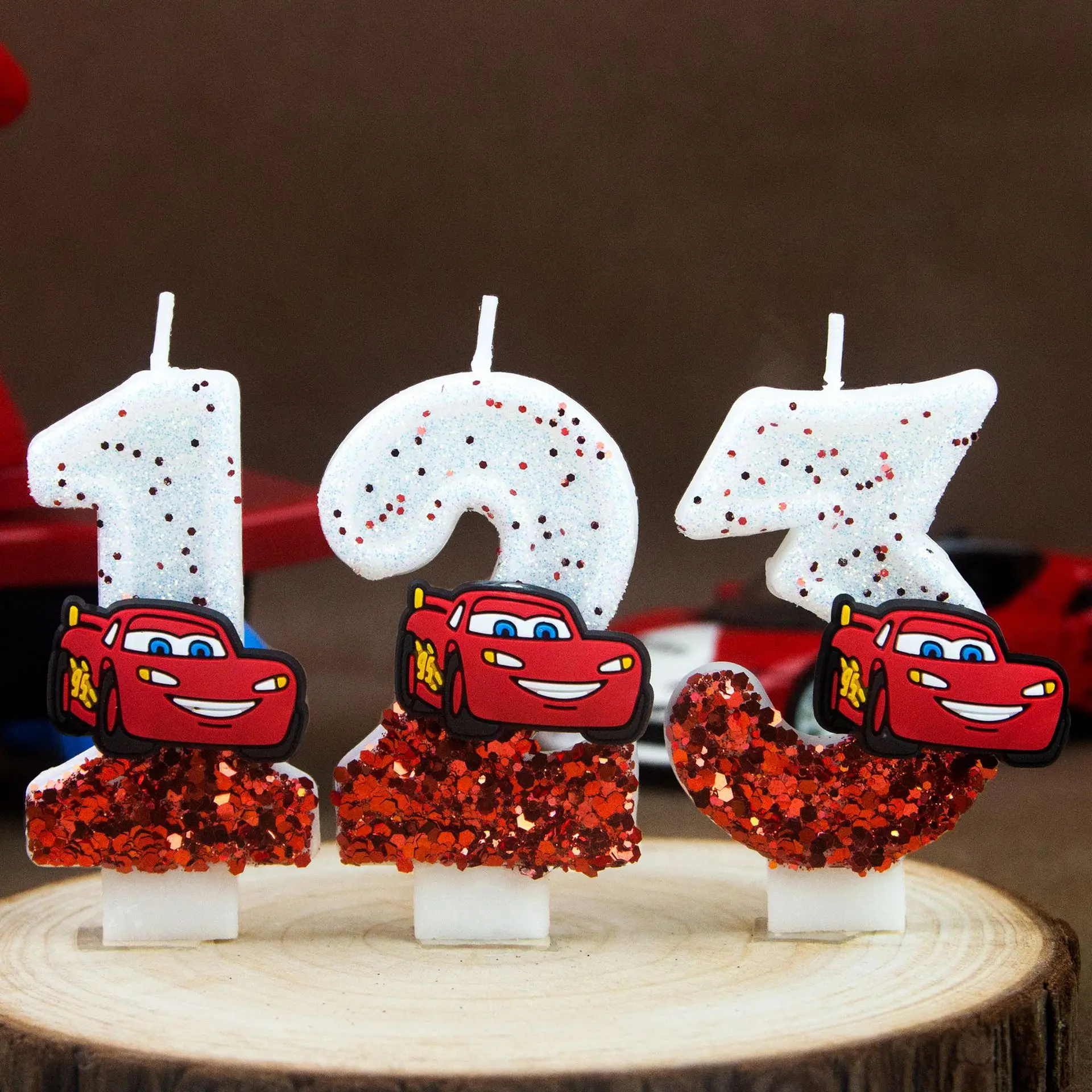 Digital Candle 0-9 Racing Story Lightning McQueen Birthday Candle Cute Cake with Plugin