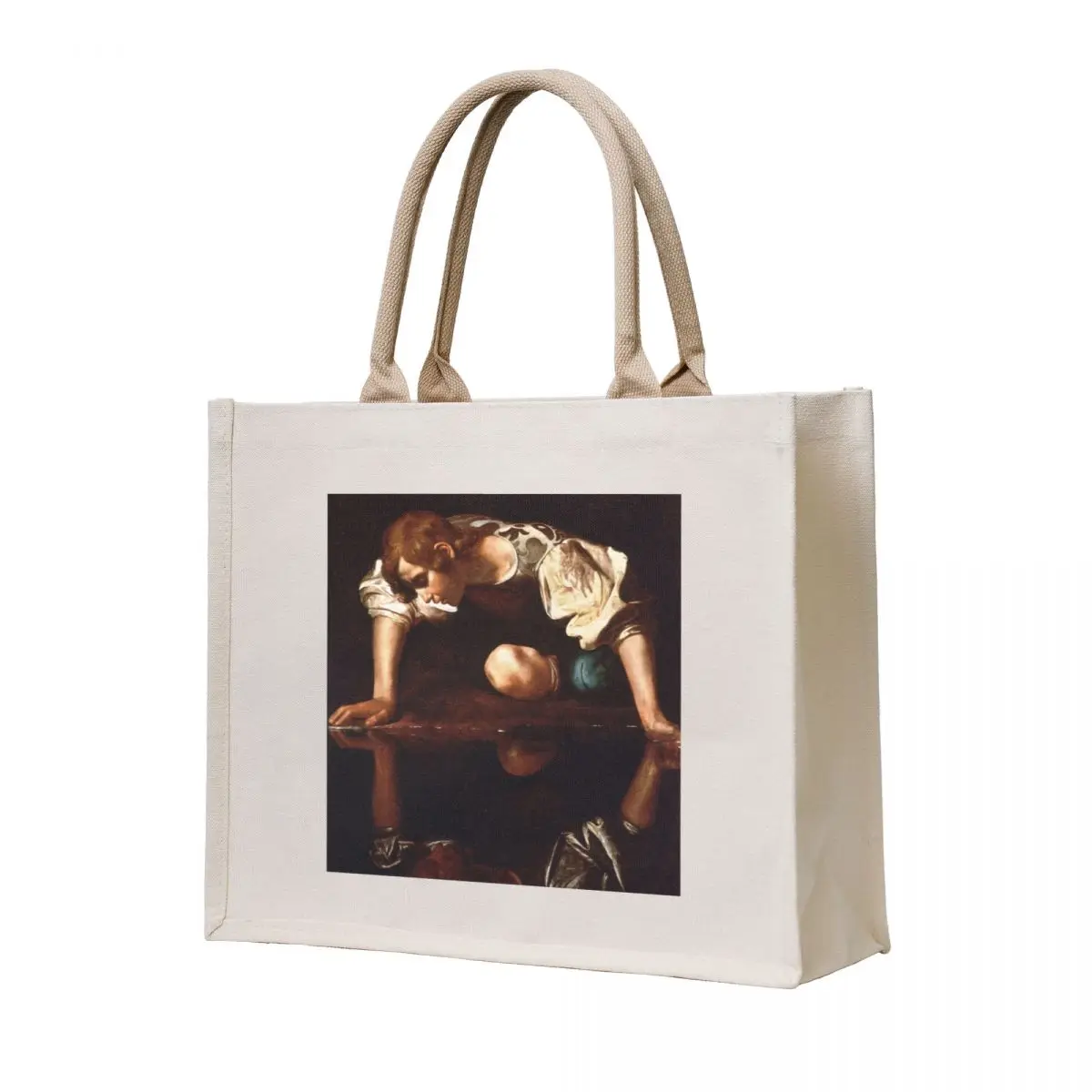 

Narcissus by Caravaggio (1599) Tote Bag Cloth bag university shopper bag Women's shopper eco folding