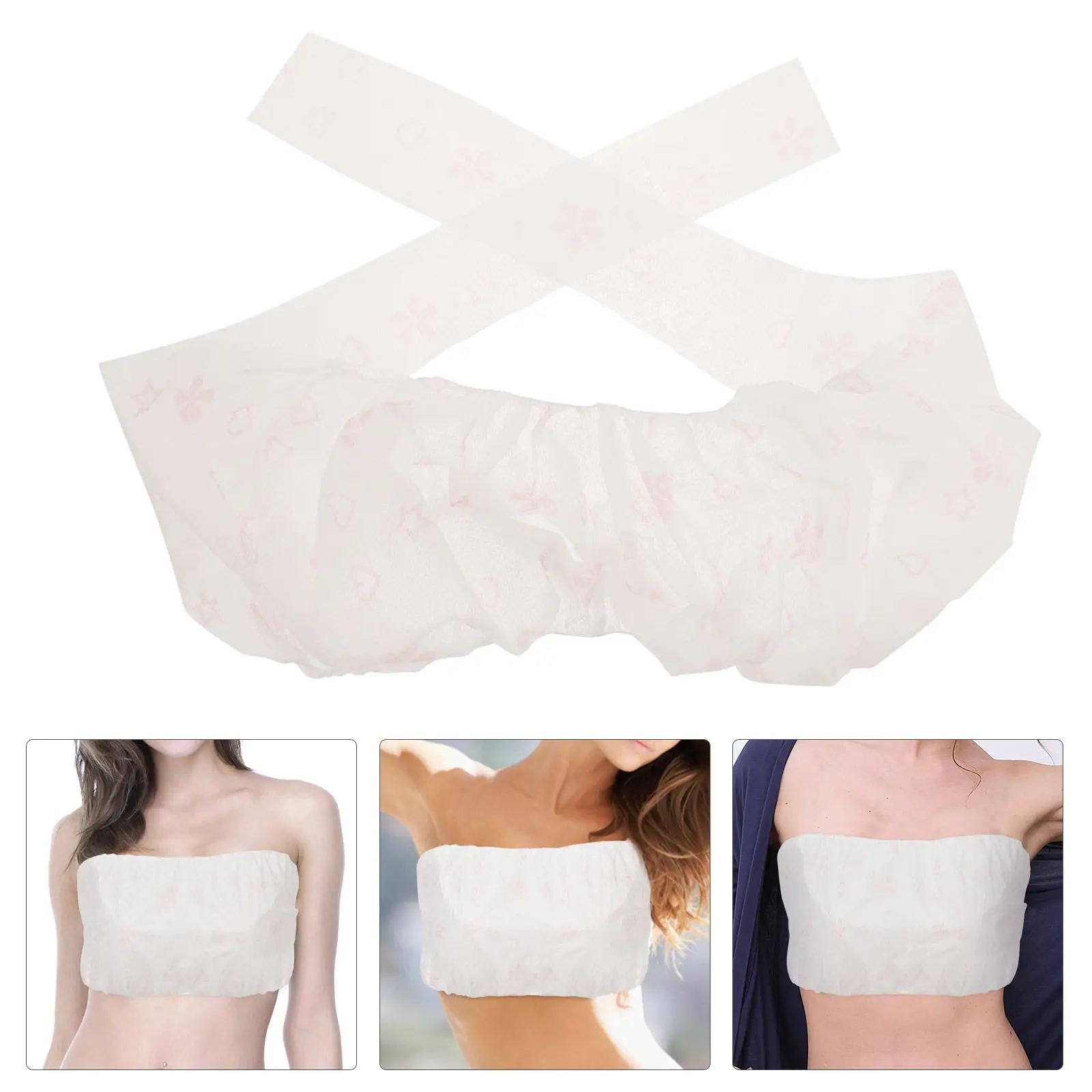 30pcs Disposable Strapless Bras for Women – Printed Non-Woven Bra Underwear, Stretchy & Comfortable for Travel, Spa, Hotel