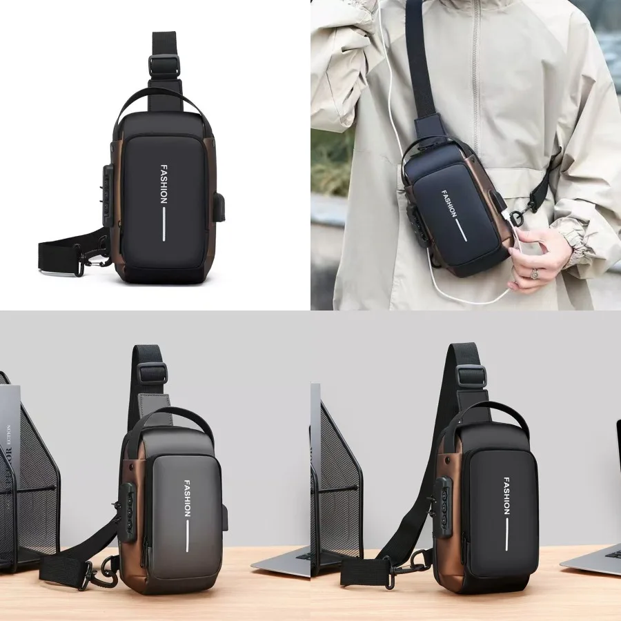 

【Новый стиль】- многофункциональная сумка-портфель с кодовым замком, модная мужская сумка-портфель большой вместимости, портативная сумка для мобильного телефона.