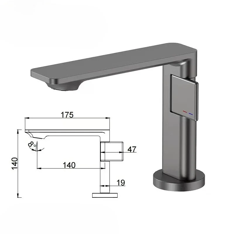 New Bathroom Basin Faucet Gray Single Lever Hot and Cold Crane Brass Sink Mixer Black Chrome Gray Tap