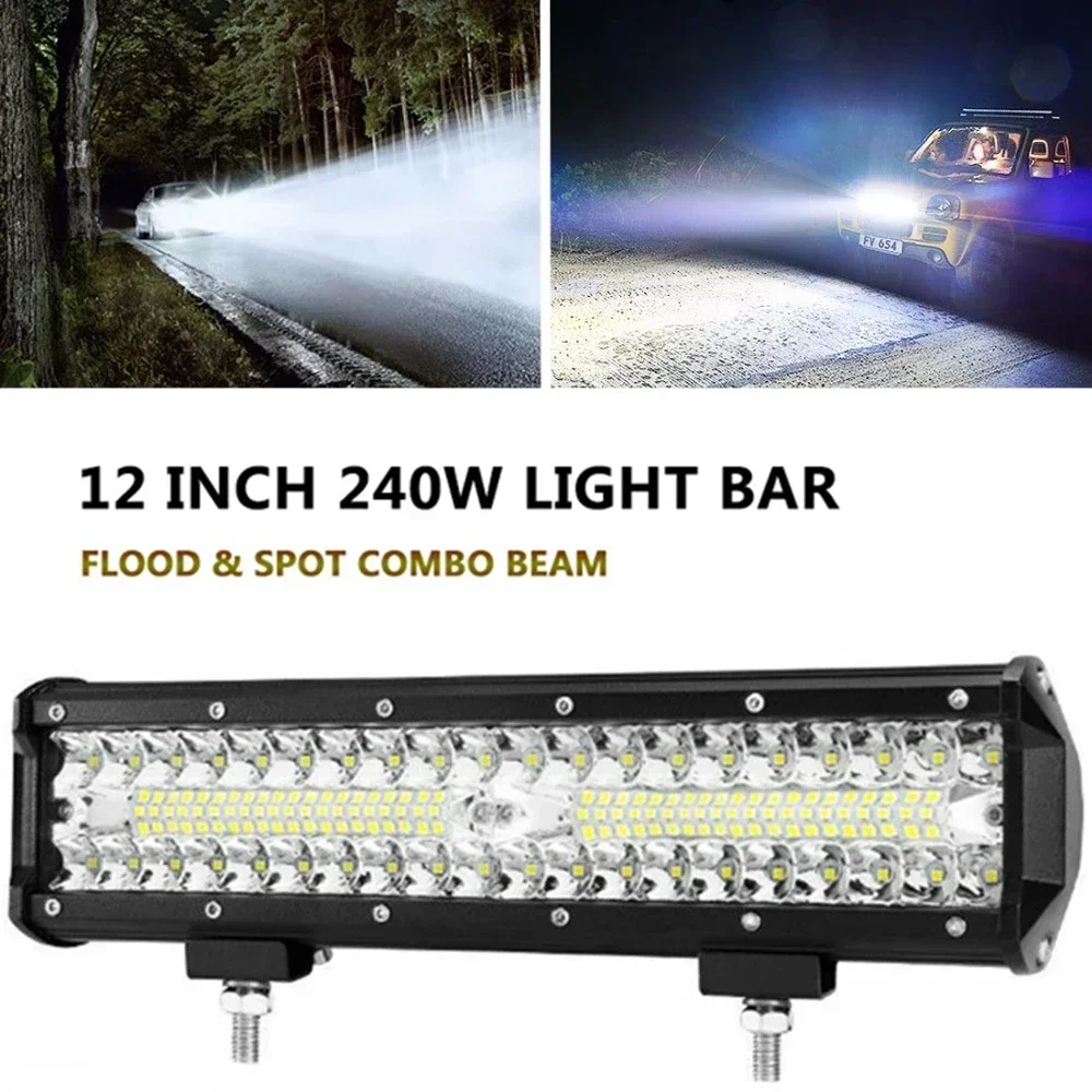 12 inch 240W LED Light Bar For Car Driving Vehicle Offroad Accessories 4x4 Truck  ATV SUV Work Light Car Headlight Combo Beam