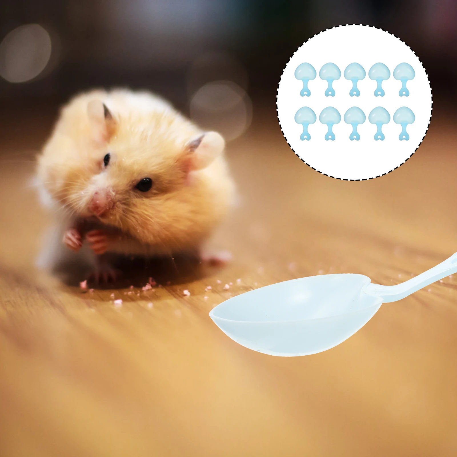 

10pcs Love Spoon Pet Food Scoop Plastic Grain Feeder Hamster Reptile Small Animal Durable Easy Clean Decorative Household