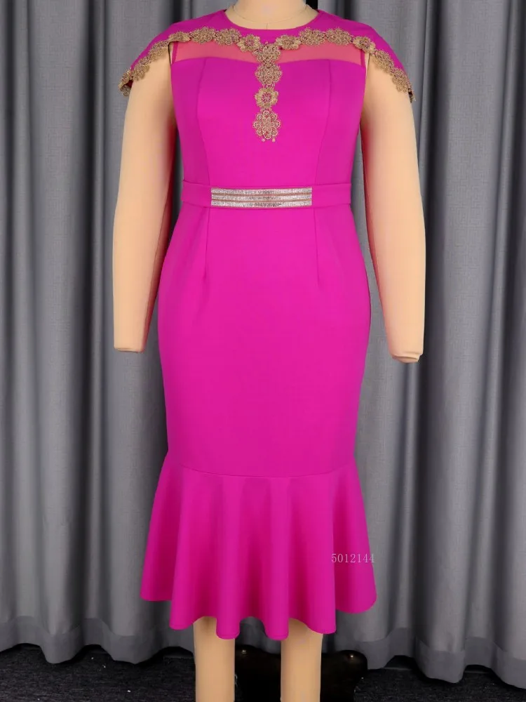

plus Size L-4XL Elegant Midi Dress for Women Casual Short Sleeve Office Lady Dress Spring Summer Evening Robe Oversize