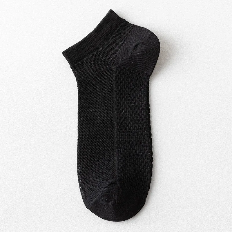 Summer thin solid color sweat absorbing and odor proof short socks made of pure cotton breathable short tube men's socks