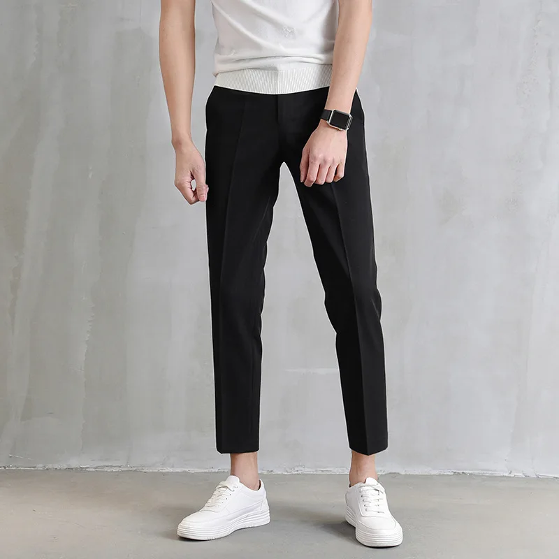 Khaki Black White Nine-point Pants Fashion Classic Solid Color Straight Slim Casual Pants Daily Trousers Spring Summer 28-34