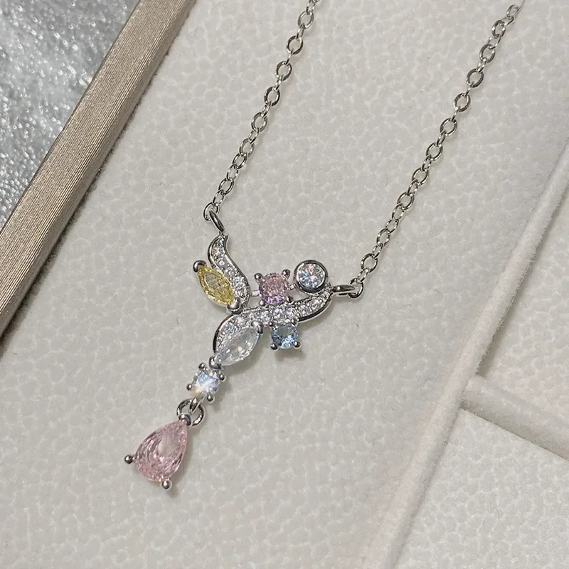 

MDLFES Moissan Diamond Style Японское это оригинальное ожерелье «Любовь» с розовой лозой Сакура