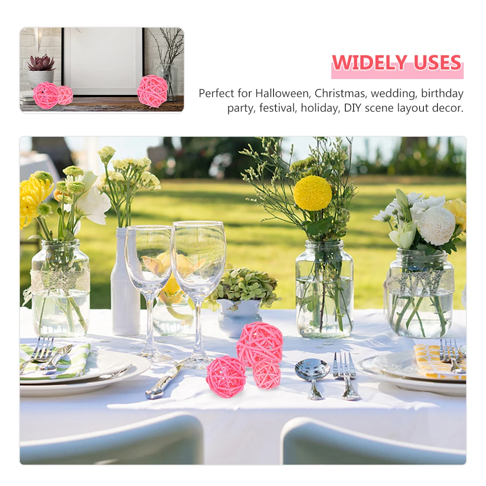 

30Pcs Pink Rattan Balls Decorative Vase Fillers for Home Halloween Christmas Wedding Party Natural Atmosphere