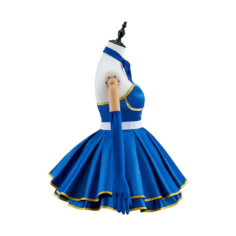 

COSda@Game Street Chun Li Cosplay Costume Chun Li Blue Lolita Dress Suit Off Shoulder Dress With Gloves Assessoies Halloween Car