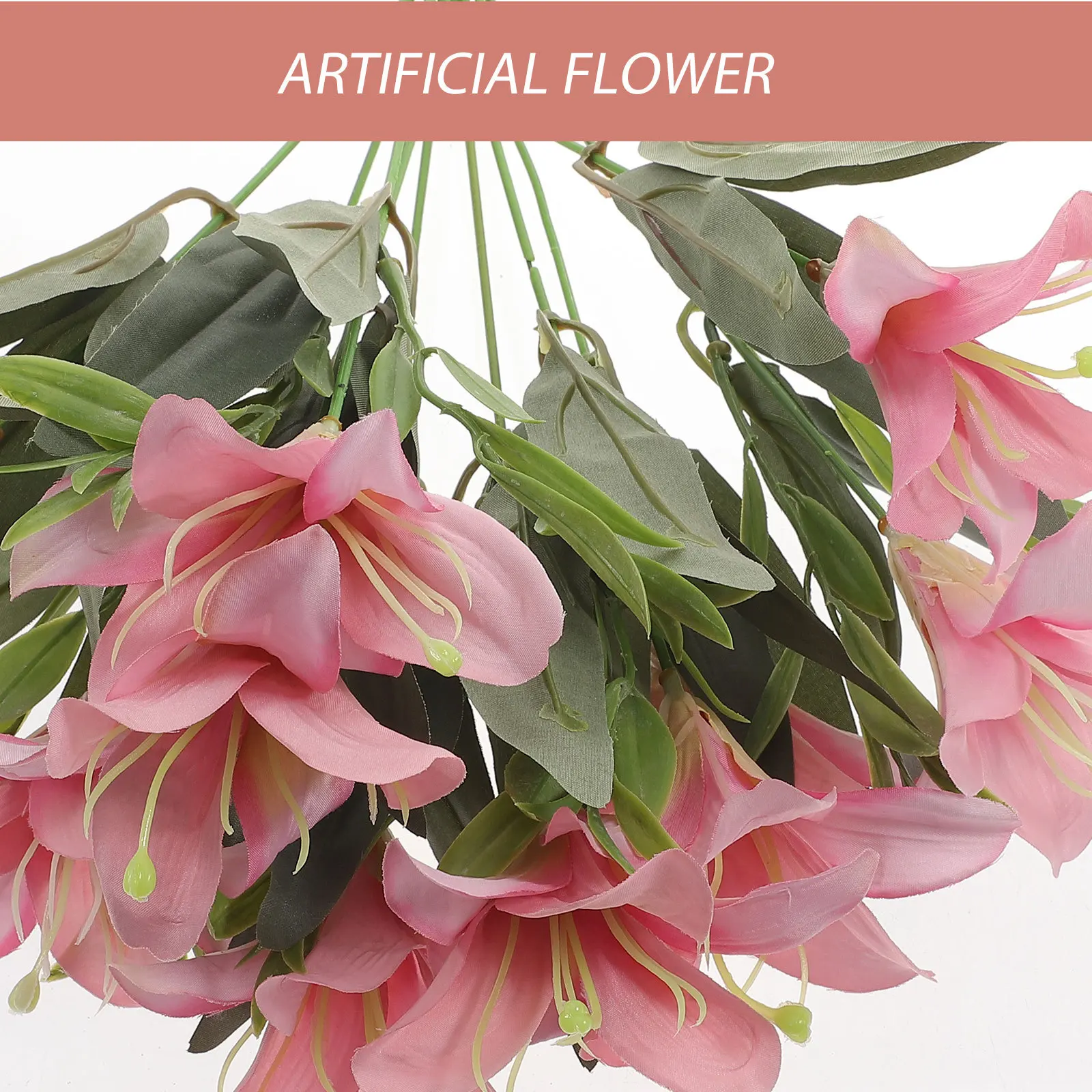 

Realistic Artificial Lily Bouquet Lifelike Fake Flower Decor for Wedding Party Home Office Desktop Decoration Simulated Floral
