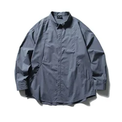 Autumn Men Loose Casual Long Sleeve Pure Cotton Cargo Shirt Oversize Blouses Cityboy Streetwear Fashion White Shirts