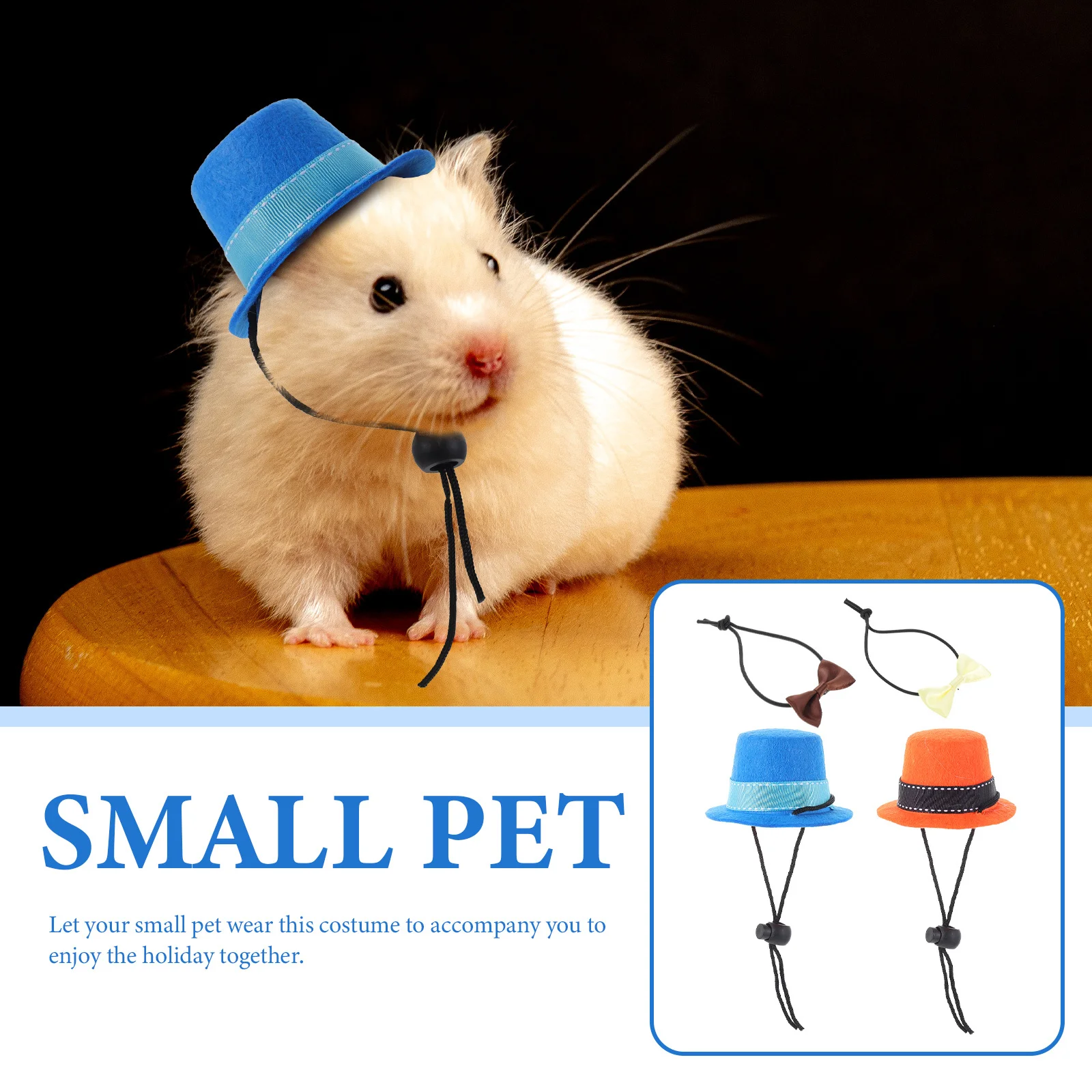 

Pet Hats Bow Ties Kits Small Animals Hamster Guinea Pig Chinchilla Stylish Adorable Decorative Holiday Costume