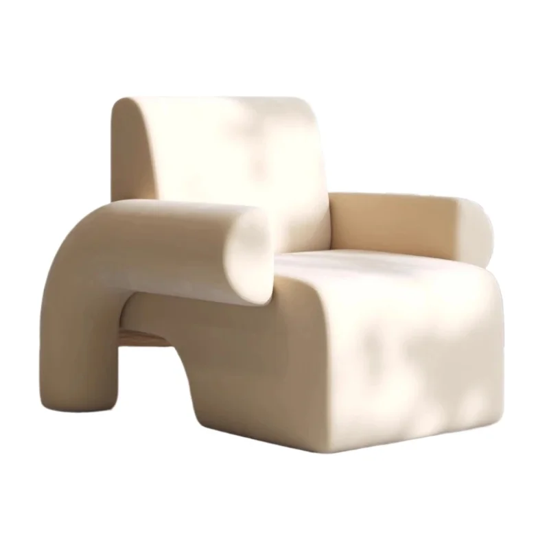 Living Room Designer Cream Simple Internet Celebrity Soft Creative Sofa Package Balcony Sofa Chair Single Armrest Modern Style