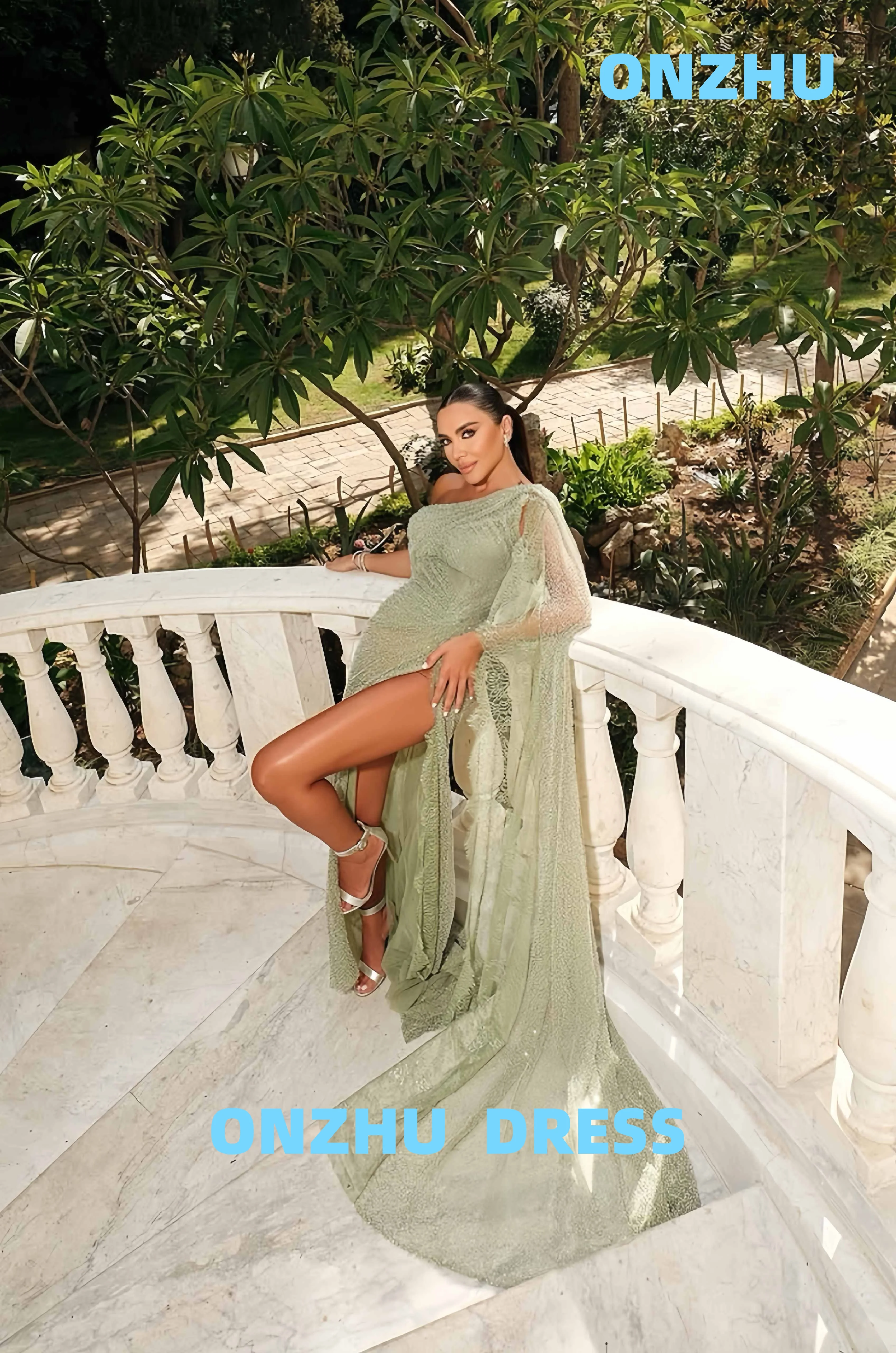 فساتين سهرة فاخرة مخصصة بكتف واحد بدون أكمام على شكل حرف A أنيقة من أماندا نوفيا فستان سهرة نسائي