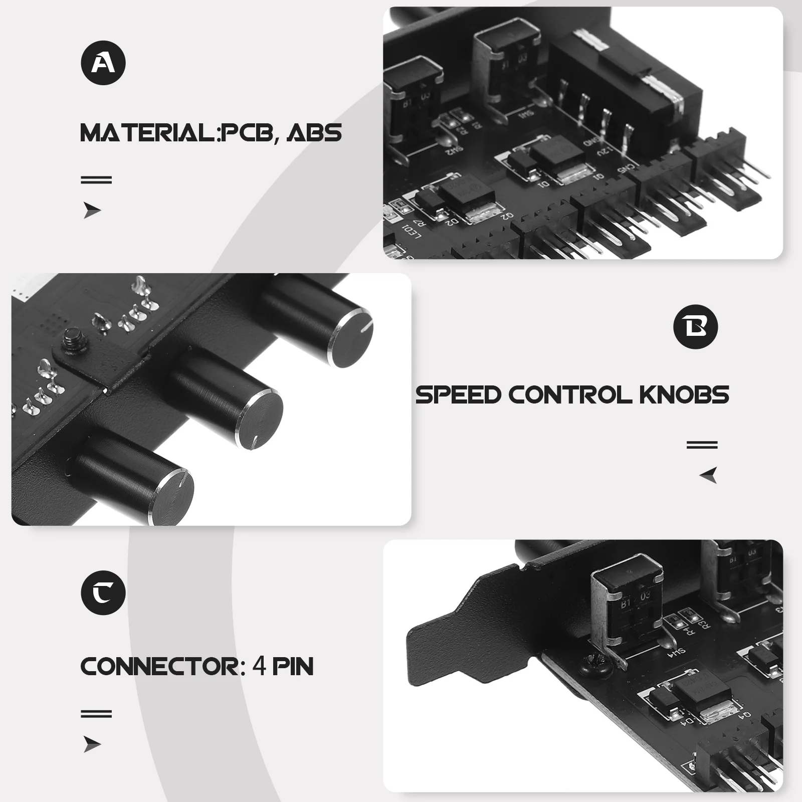 

4-Pin Port Pc Case Hub Controller Cooling Fan Hub Splitter For Computer Cooling Fans Desktop Computer Fan Accessory