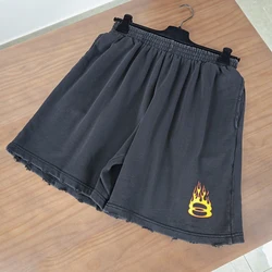 24ss Luxury Fire 8 Logo Embroidery Shorts Cracked Print Men Women HipHop Streetwear Casual Summer Cotton Shorts Men