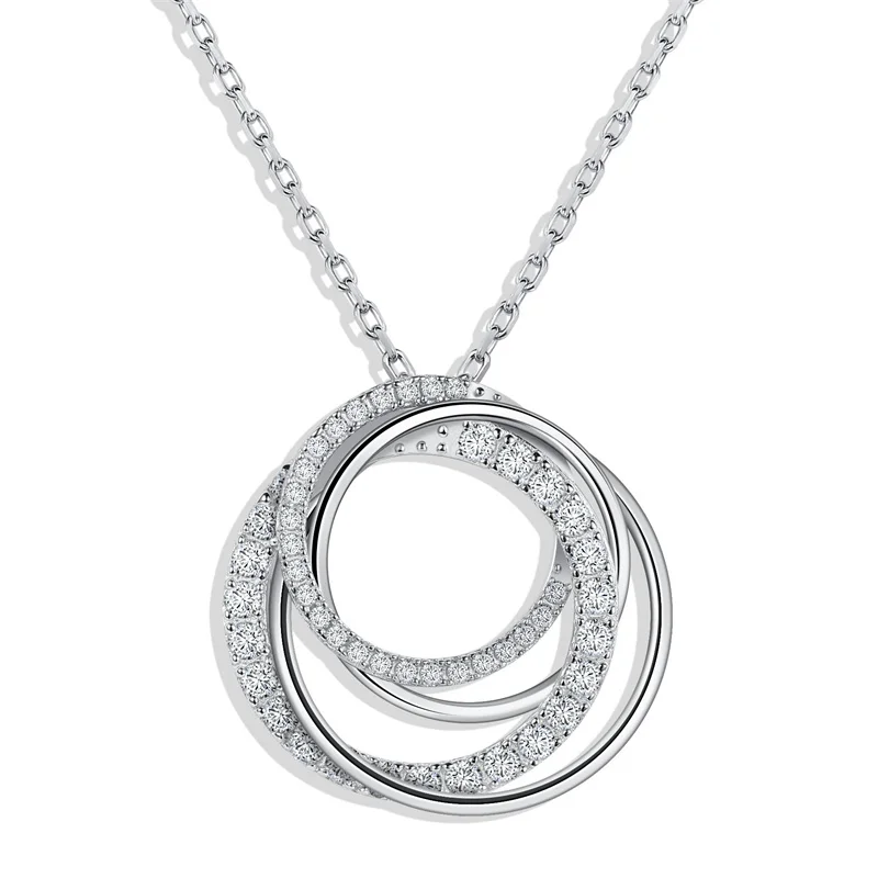 

BC-SHXL Lefei Fashion Trendy Luxury Classic Moissanite Design 4 Circle Necklace For Charms Women s925 Silver Party Jewelry Gifts