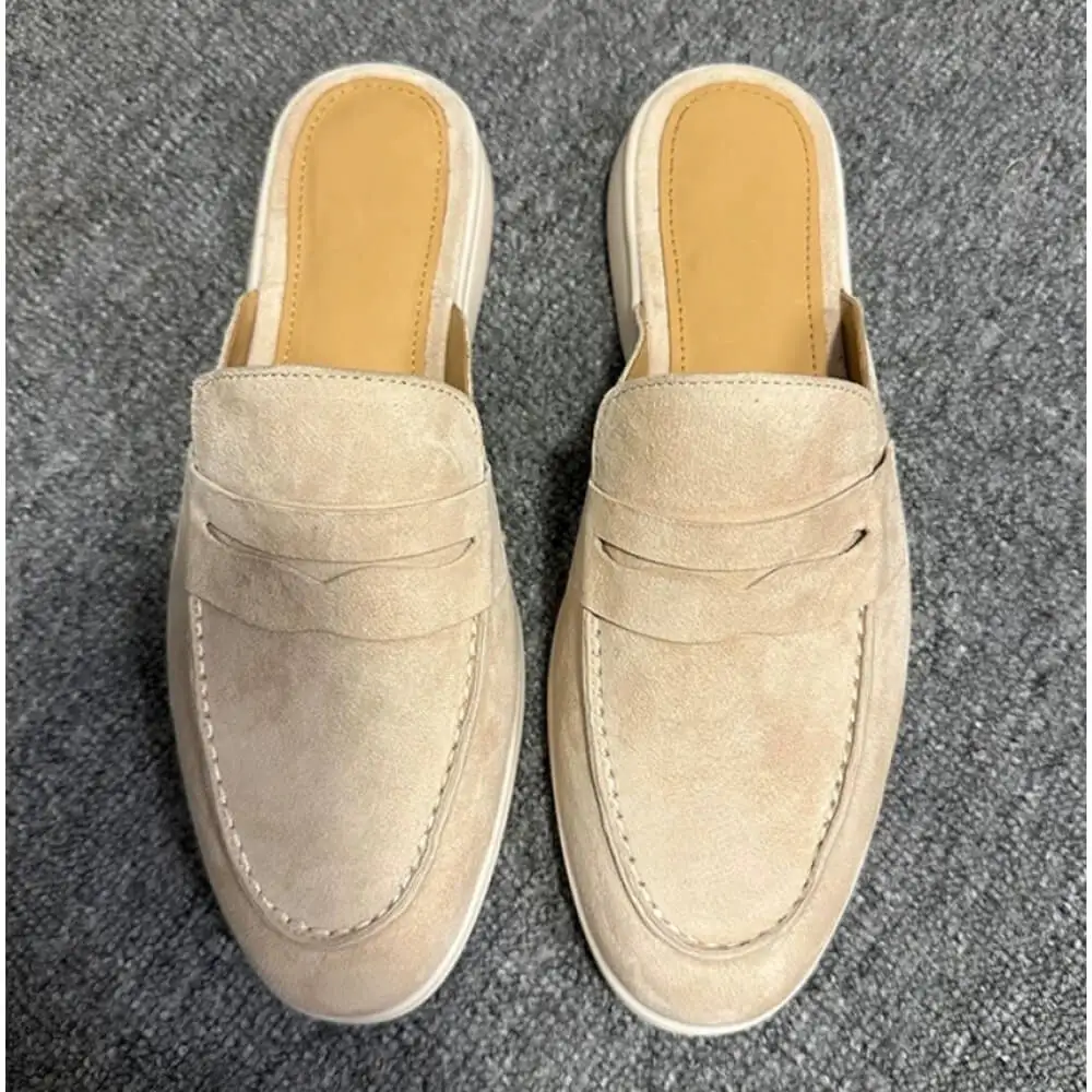 Premium Beige Suede Mule Loafers – Handcrafted Comfort, Effortless Elegance