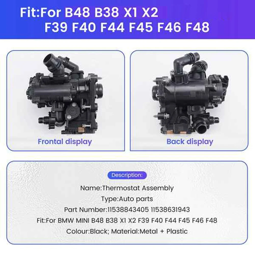 

New Engine Thermostat Replacement Parts 11538631943 11538843405 For BMW MINI B48 B38 X1 X2 F40 F44 F45 F46 F48-Boom