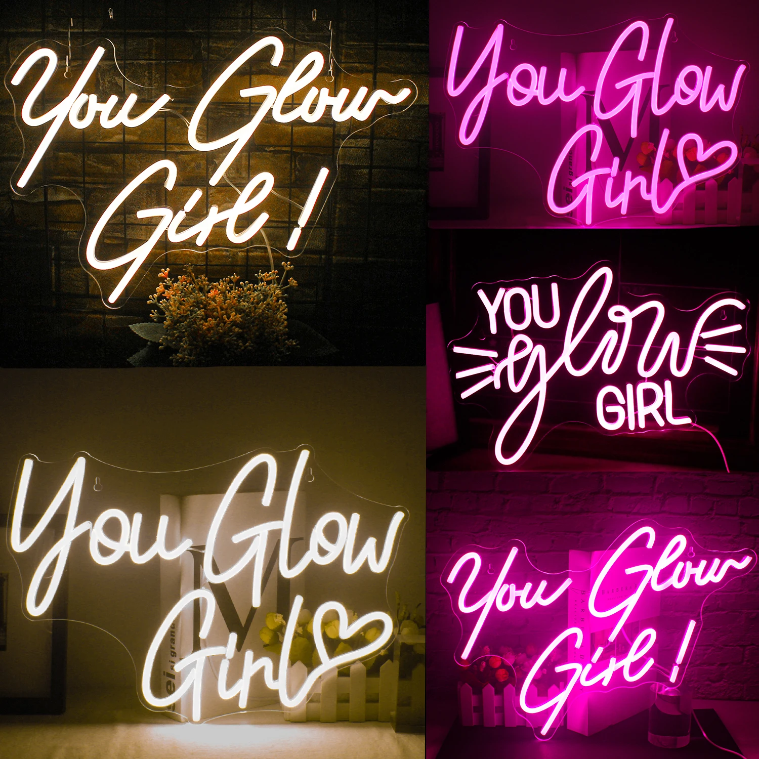 

Ineonlife You Glow Girl Neon Sign Custom Led Light Wedding Engagement Ornament Birthday Party Bar Acrylic Art Wall Decorate Gift