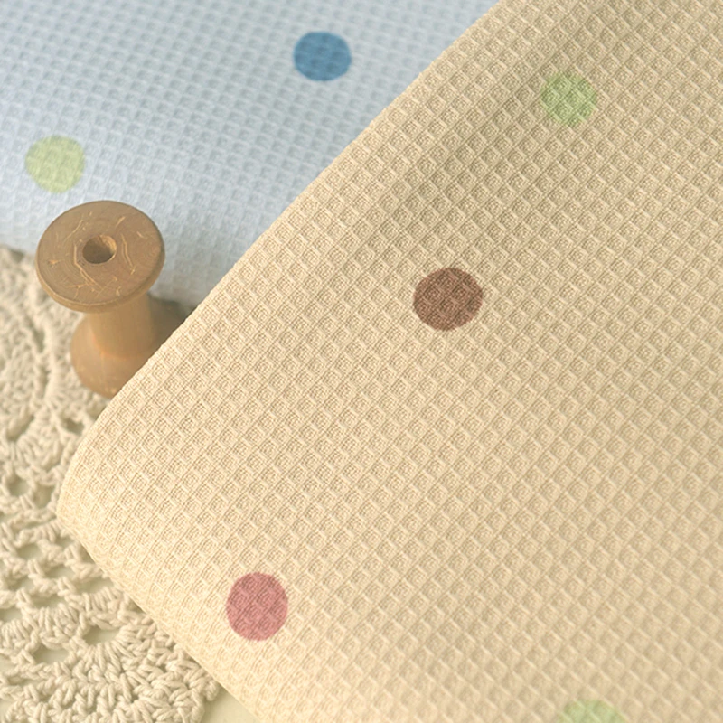 

Cotton and Linen Fabric with Beige Polka Dots, Summer and Autumn DIY Tops, Shirts, Dresses, Long Skirts, Children's Clothing