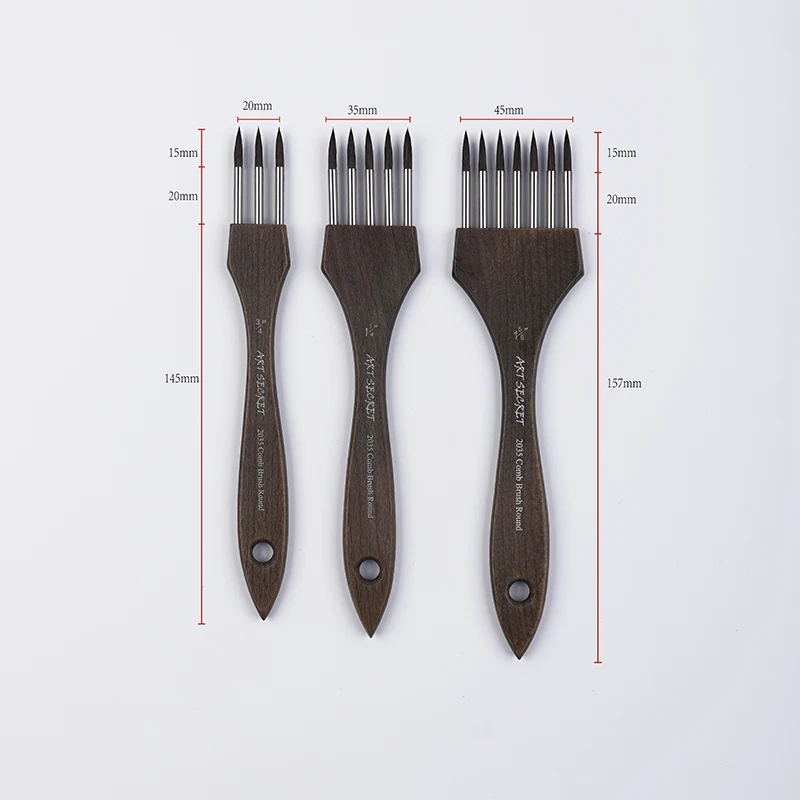 ArtSecret Multi-Tooth Comb Watercolor Acrylic Paint Brush #2035 South Korea Imported Nylon Wool Wooden Handle Art Stationery