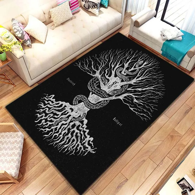 Nordic Vikings Tree of Life Norse Tattoo Carpet for Living Room Home Decor Sofa Table Large Area Rugs for Bedroom Floor Mat Gift