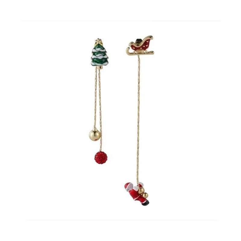 Xmas Santa Claus Drop Earrings Christmas Tree Snowflake Long Tassel Chain Earrings for Women Fashion Jewelry New Year Gift 2023