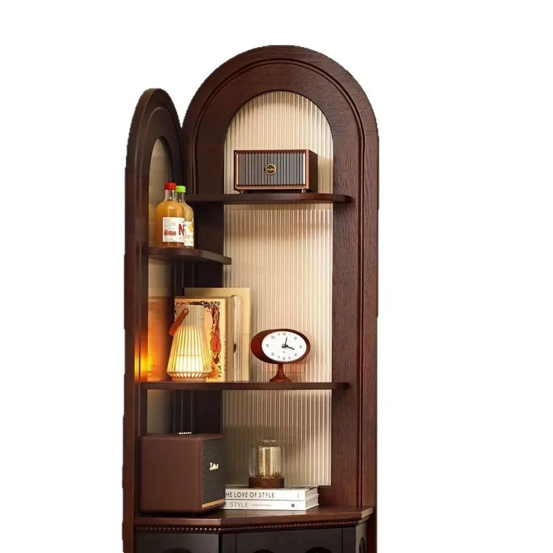 

French retro solid wood corner shelf, living room bedroom, small apartment, triangular storage bookshelf