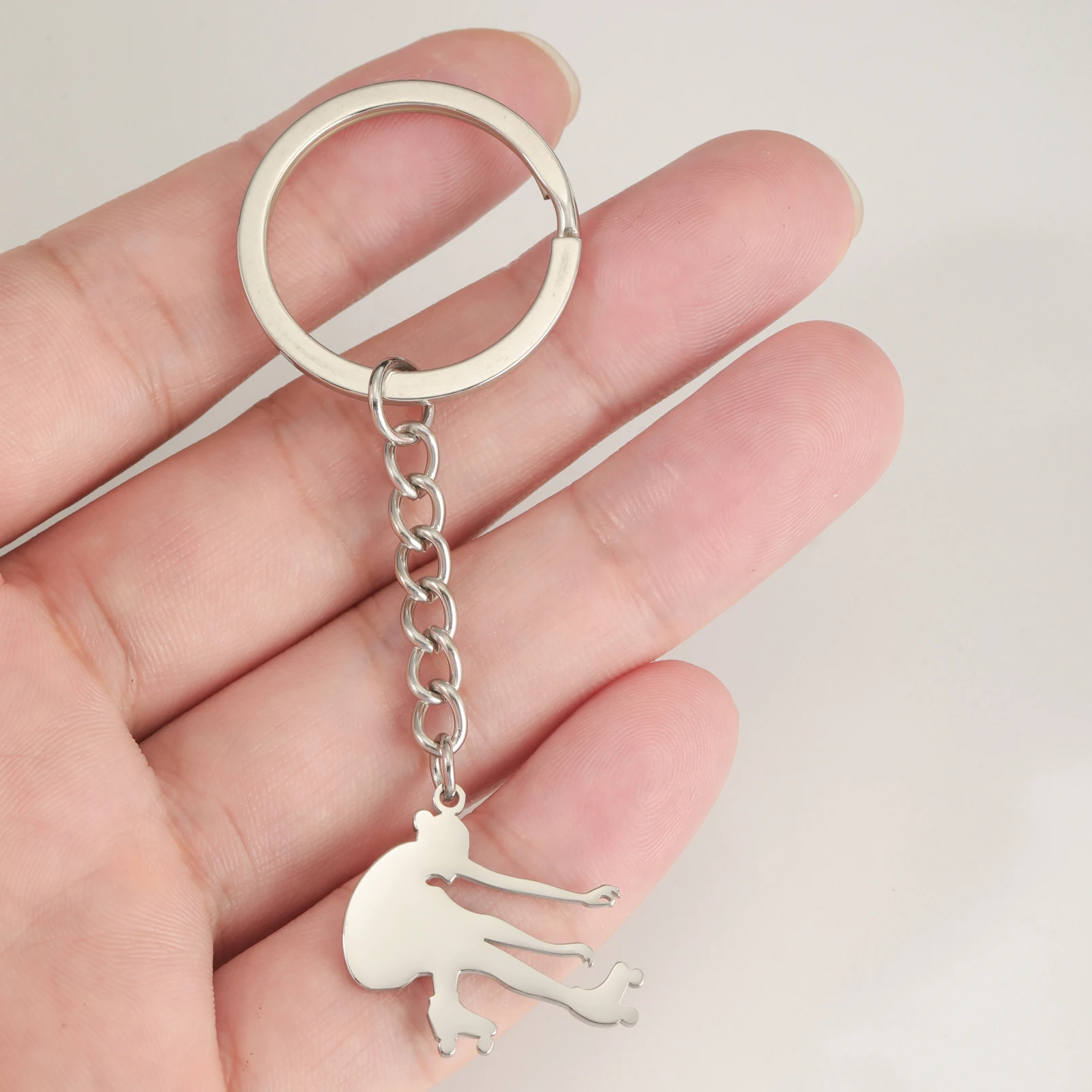 COOLTIME Eiskunstläufer Schlüsselanhänger Edelstahl Rollschuh-Sport Anhänger Schlüsselring Schmuck Geschenk Trend – Detail 9