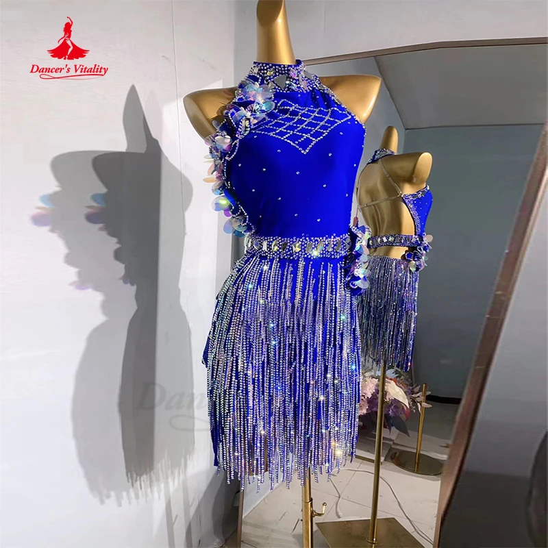 Latin Dance Fringe Dress for Women Competiton Dress Customsized Rumba Tago Chacha Profession Costume Latin Dancing Tassel Skirt