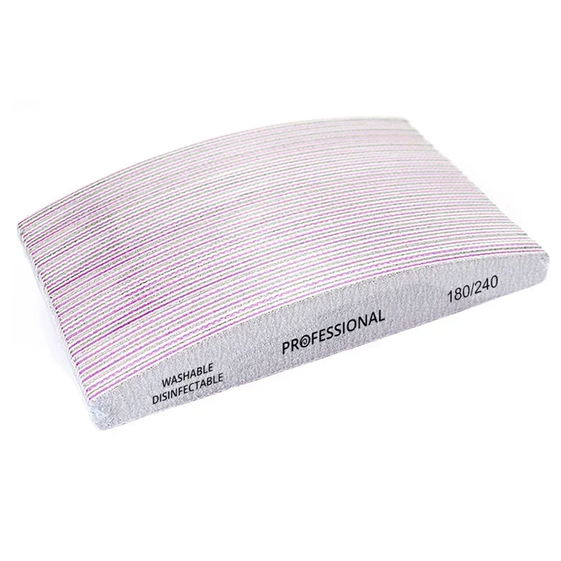 50 Stücke Professionelle Nagelfeilen 100/180 Schleifpapier Half Moon Semilune Starkes Schleifpapier Polnisch Polieren Maniküre Datei Werkzeug