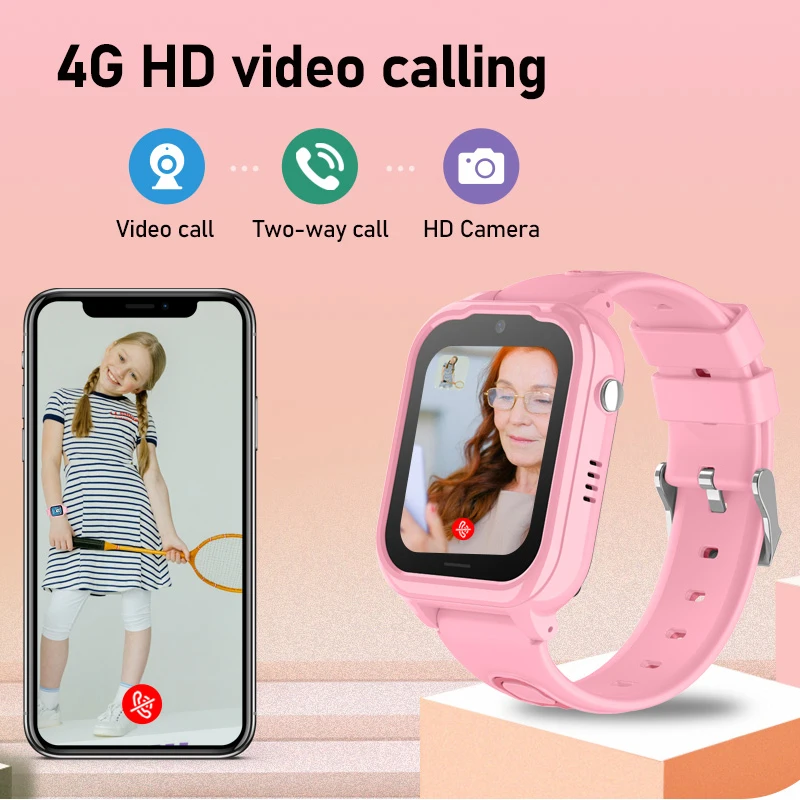 ساعة Getfitsoo Kid الذكية 4G SOS مكالمة فيديو GPS WiFi Tracker ساعة ذكية للأطفال Android8.1 WhatsApp مقاومة للماء ساعة ذكية للأطفال
