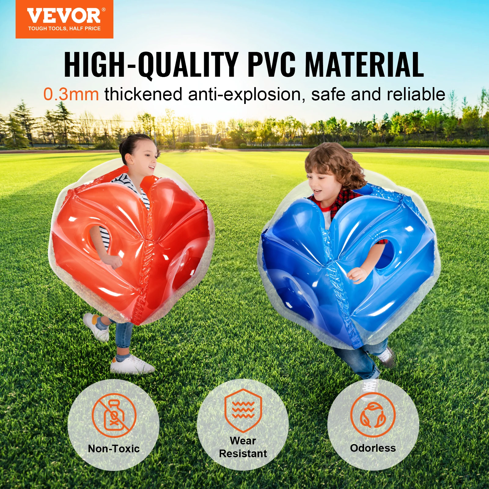 VEVOR 2-Pack 2FT/0.6M Inflatable Bumper Balls Body Sumo Zorb Balls for Kids Durable PVC Human Hamster Bubble Balls for Child