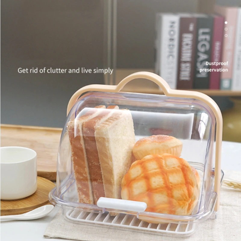 

MultiPurpose Transparent Storage Box Bread Storage Bin Cake Pan Tableware Case Portable Food Sealer Fresh Keeping Drainage Rack