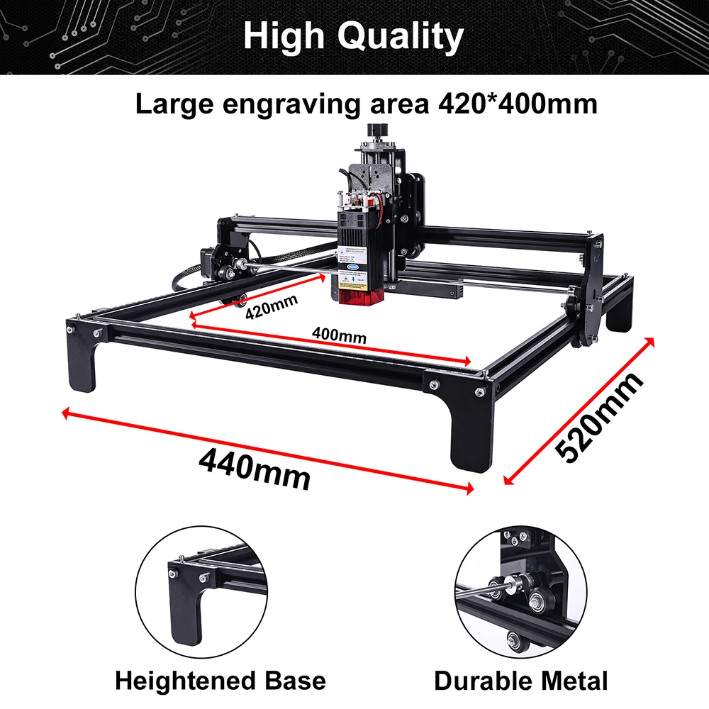 Imagem -02 - Yofuly-cnc Máquina de Gravura a Laser 40w 420*400 mm Área de Gravação Todo o Alumínio Gravador de Aço Inoxidável Madeira Acrílico