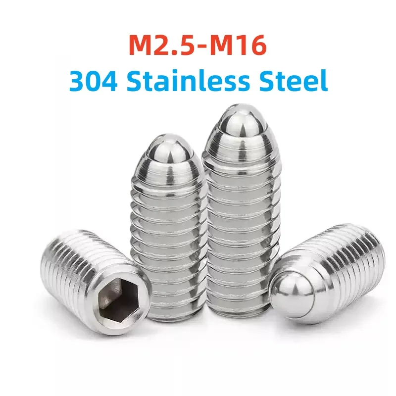 M2.5 M3 M4 M5 M6 M8 M10 M12 M16 304 Stainless Steel Wave Ball Positioning Steel Ball Spring Plunger Hexagon Bolts