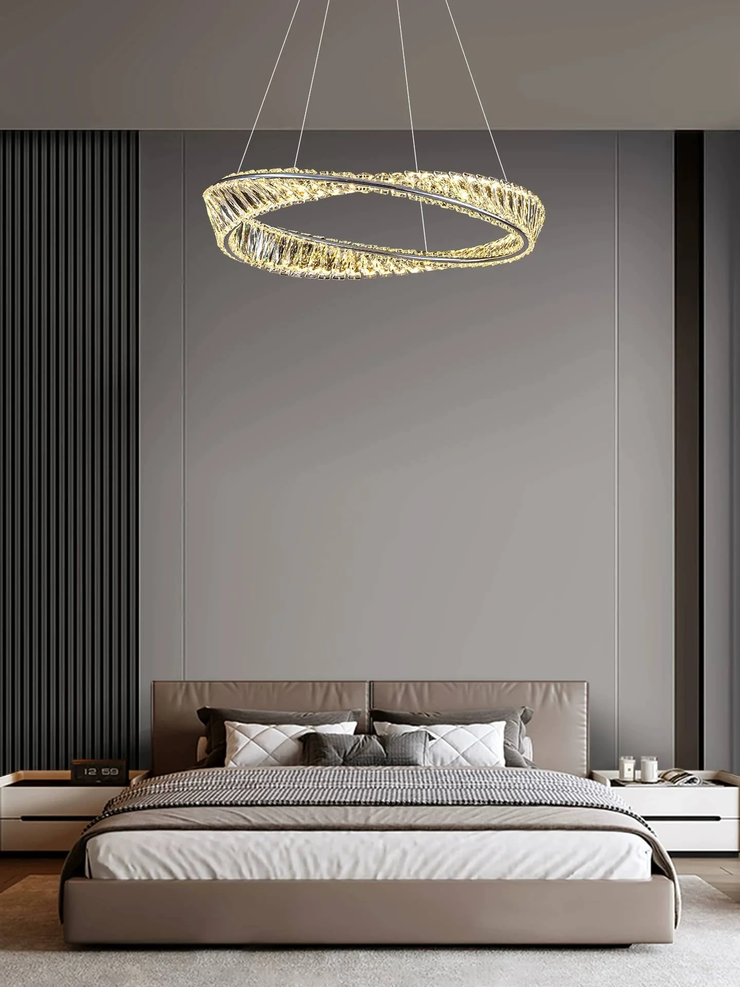Persun Luxury Crystal Pendant Lamp 40/50/60cm Modern Designer LED 3-Colors Light Living Room Bedroom Dining Chandelier
