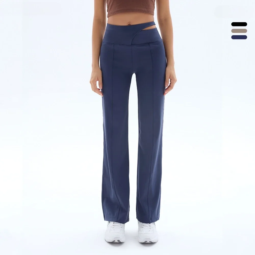 

Women's Spring Fall fitness Exercise yoga pants Casual Long Pants hollow out waistband Wide Leg Pants Baggy Straight Trousers