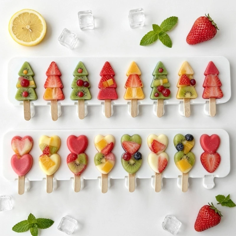 Flexible 8-Cavity Ice Cream Mould with Press-to-Release Removal for Fruit, Chocolate, and Dairy-Base Recipes Together JOMD