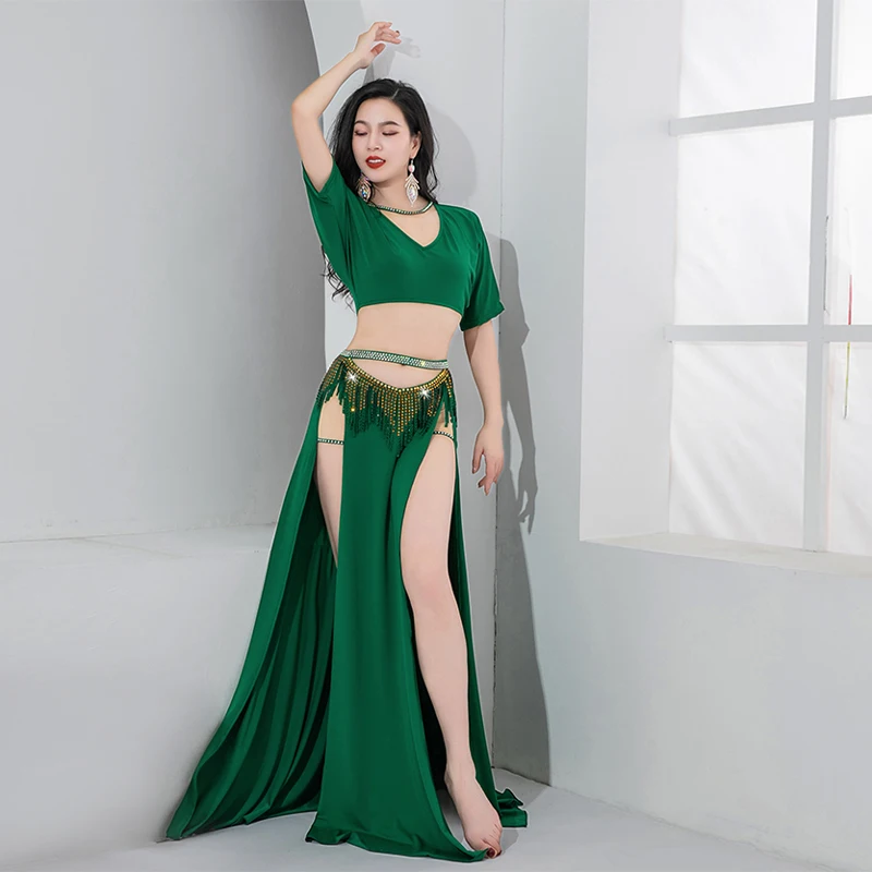 

New Belly Dance Practice Clothes Women Elegant Comfortable Pure Cotton Set Oriental Dance Professional Performance Costume