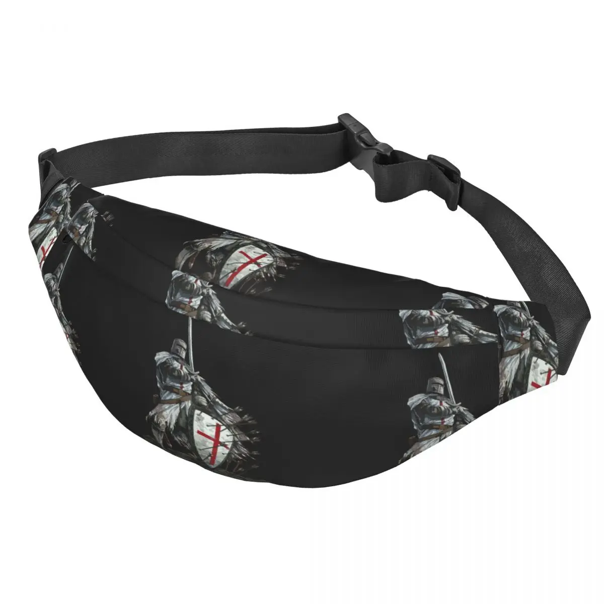 Knights Templar Warrior Fanny Pack Medieval Templar Shield Cross Sling Crossbody Waist Bag for Travel Hiking Phone Money Pouch