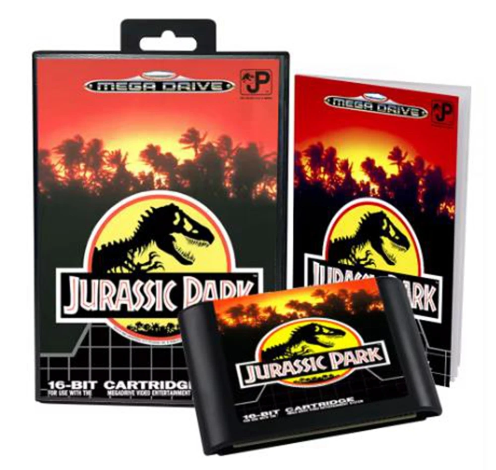 Jurassic Park with Box and Manual for 16 Bit Sega MD Game Cartridge Megadrive Genesis System