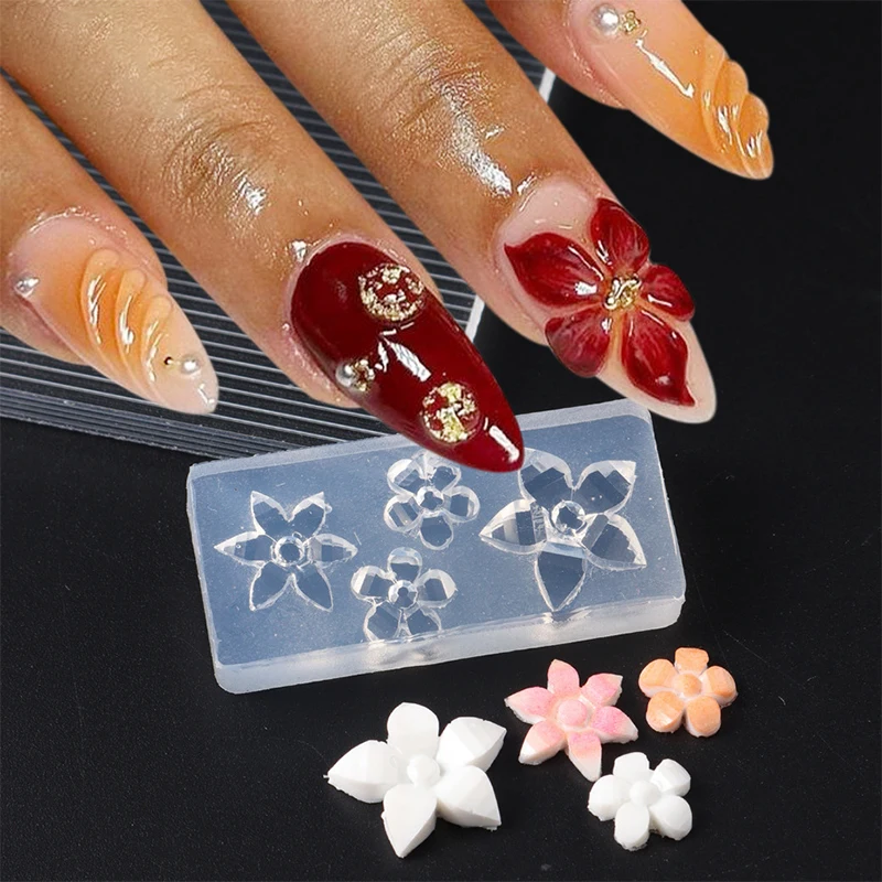

Mini Flower Rose Shape Silicone Nail Mold Nail Stamping Decorations Nails DIY Design Stereoscopic Manicure Art Tool