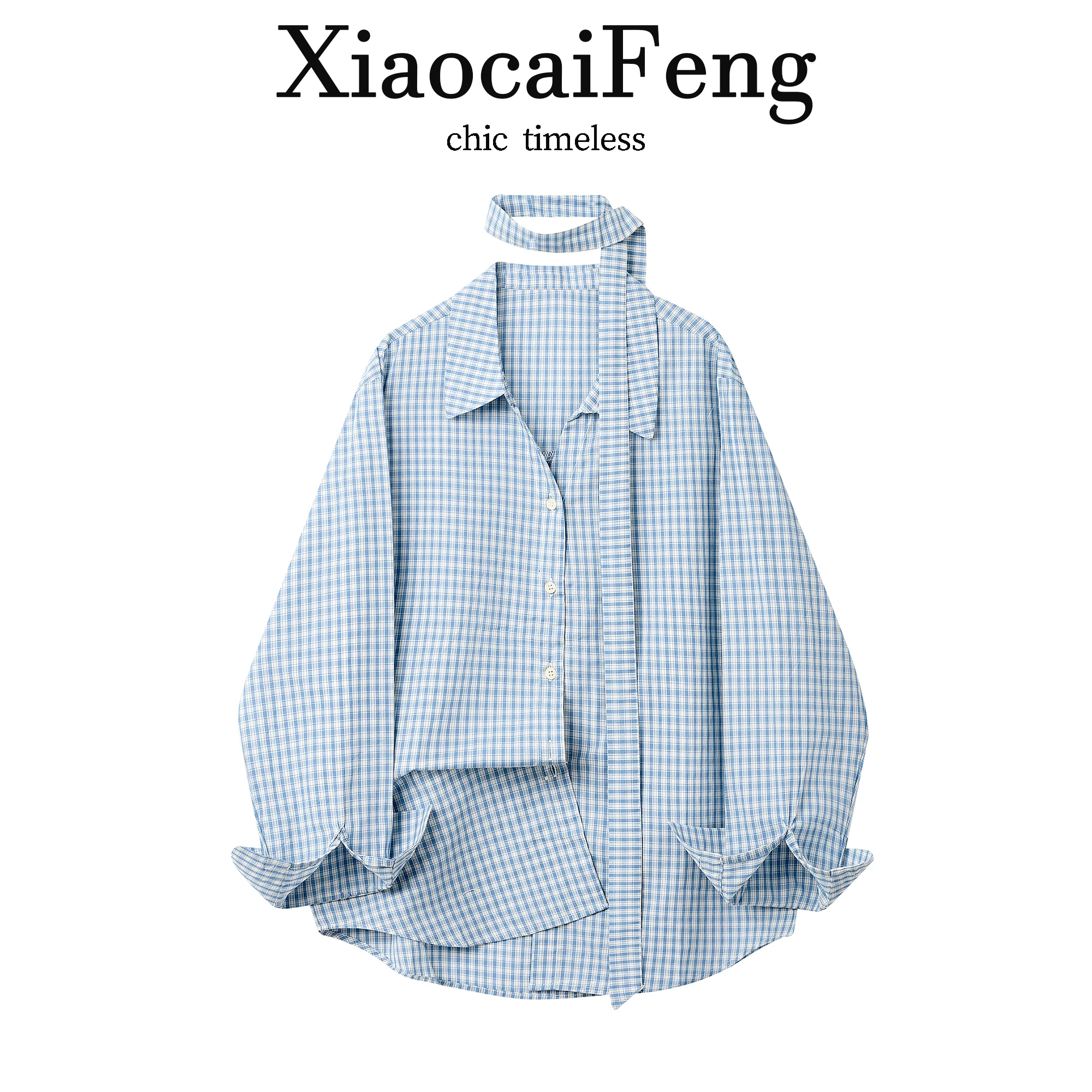 

Korean Style Women's Plaid Shirt Coat Spring 2026 Casual Chic Loose Fit Breathable Long Sleeve Button up Top