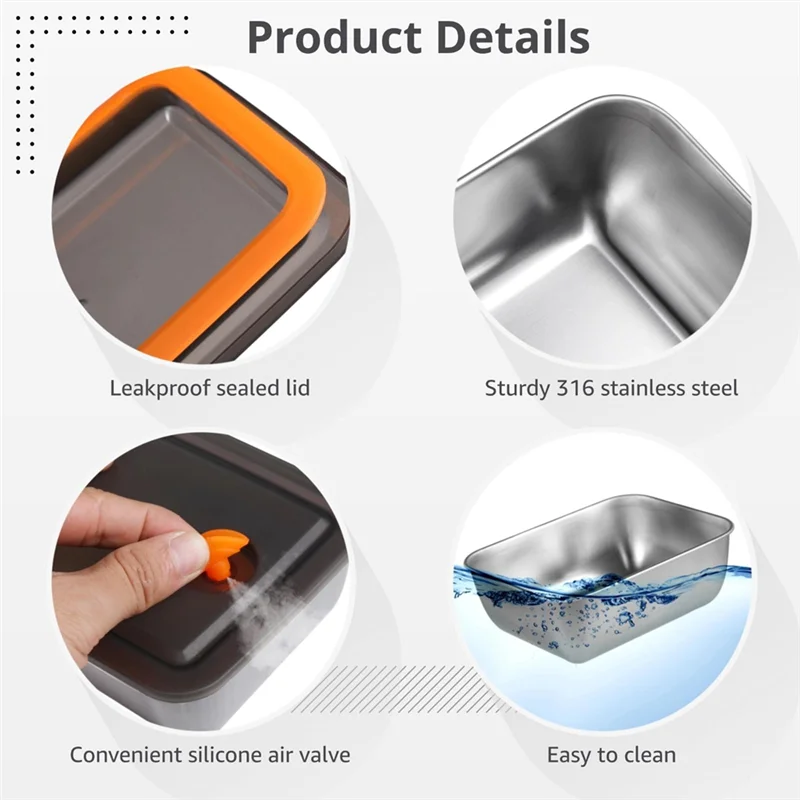 

ABFU-Leakproof Snack Storage Boxes, 10 Pcs 20 Oz Food Containers With Lids, 316 Stainless Steel Storage Containers