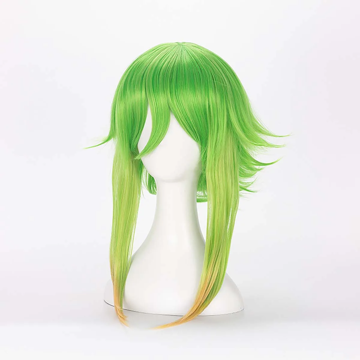 Halloween Party Vocaloid Megpoid Gumi Cosplay Green Golden Ombre Short Layered Fluffy Heat Resistant Synthetic Hai Wig