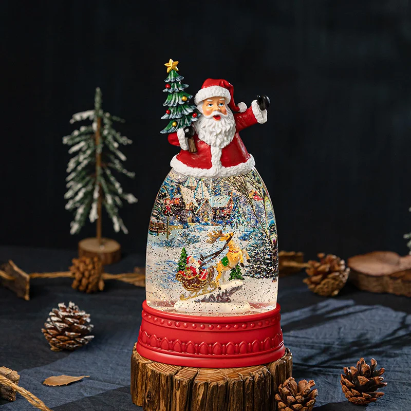 Creativity Santa Claus Snowman Crystal Ball Music Box Desktop Ornament Living Room Bedroom Home Christmas Atmosphere Decorations